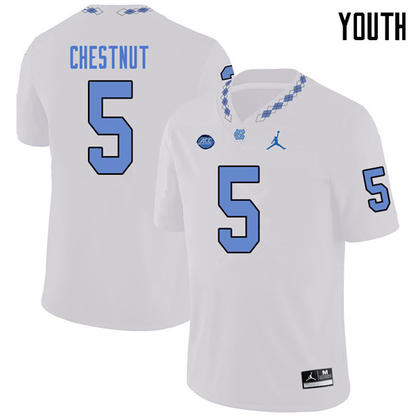 Jordan Brand Youth #5 Austyn Chestnut North Carolina Tar Heels College Football Jerseys Sale-White